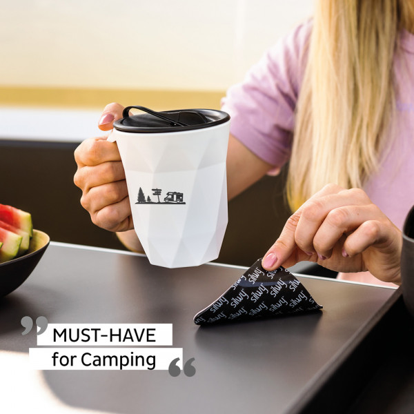 Plastic TO-GO Handle Cup CAMPING (Pad in BLACK)