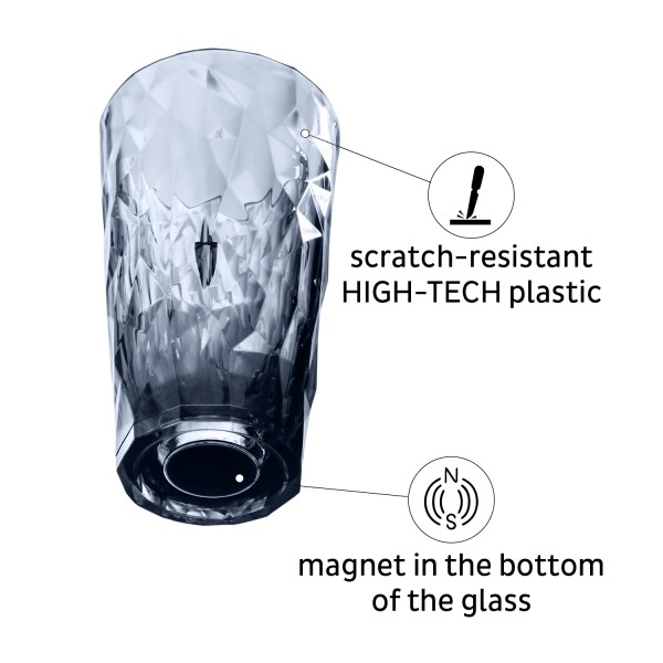Magnetic Plastic Glass LONGDRINK GREY