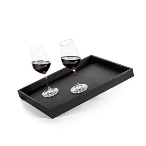 Metal Tray in leather look BLACK
