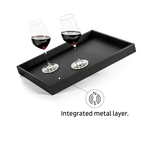 Metal Tray in leather look BLACK